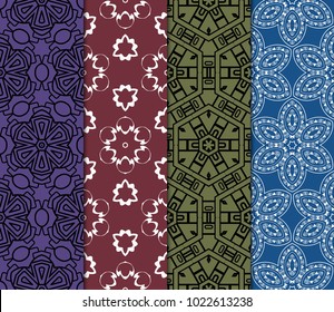 set of 4 seamless vector pattern. geometric ornament. interior decoration, wallpaper, presentation, fashion design.