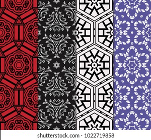 set of 4 seamless vector pattern. geometric ornament. interior decoration, wallpaper, presentation, fashion design.