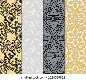 set of 4 seamless vector pattern. geometric ornament. interior decoration, wallpaper, presentation, fashion design.