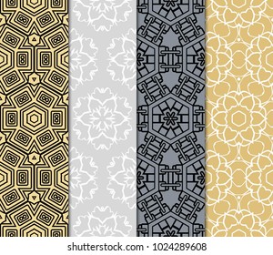 set of 4 seamless vector pattern. geometric ornament. interior decoration, wallpaper, presentation, fashion design.