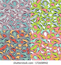 Set of 4 seamless vector patterns.Abstract  objects seamless patterns with sweets. 