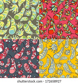 Set of 4 seamless vector patterns.Ethnic abstract bright pattern