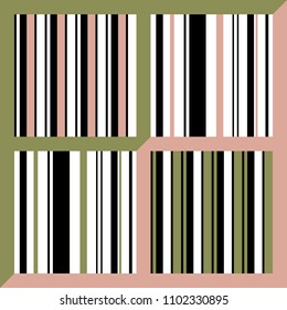 Set of 4 Seamless Vertical Stripe Patterns. Vector Colorful Background.