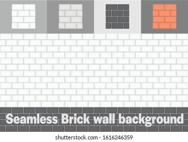 Set of 4 seamless white grey black and orange brick wall