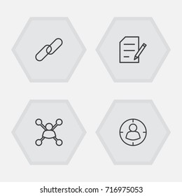 Set Of 4 Search Outline Icons Set.Collection Of Copyright, Stock Exchange, Targeting And Other Elements.