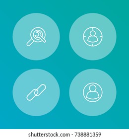 Set Of 4 Search Outline Icons Set.Collection Of Targeting, Guest, Wrench And Other Elements.