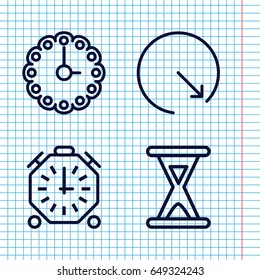 Set of 4 second outline icons such as hourglass, wall clock