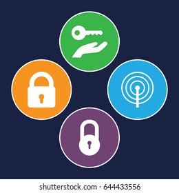 Set of 4 secret filled icons such as lock