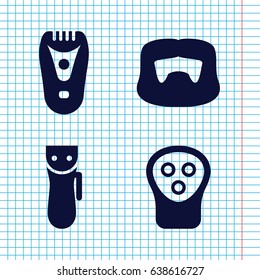 Set of 4 shave filled icons such as electric razor