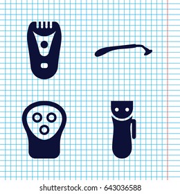 Set of 4 shaver filled icons such as electric razor