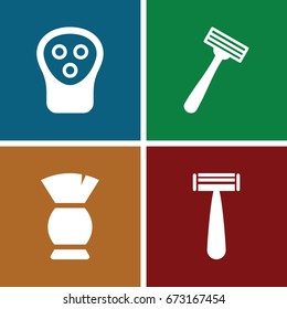  set of 4 shaving filled icons such as electric razor