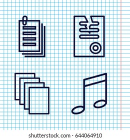 Set of 4 sheet outline icons such as paper