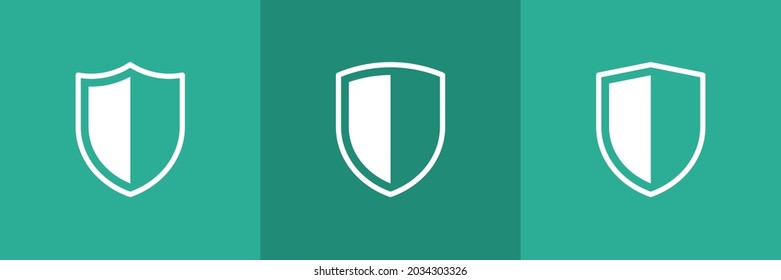 Set of 4 shield icon on green background