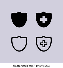 Set of 4 shield icons. Protection concept. Can be used for banner and advertising purposes. Vector EPS 10.