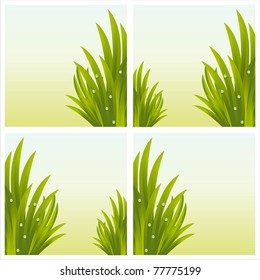 set of 4 shiny fresh grass backgrounds