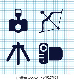 Set of 4 shoot filled icons such as bow, camera