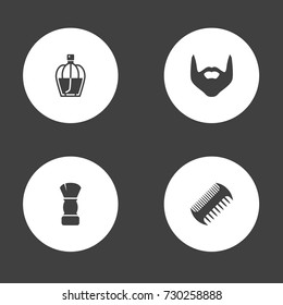 Set Of 4 Shop Icons Set.Collection Of Comb, Perfume, Hipster And Other Elements.