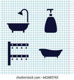 Set of 4 shower filled icons such as soap, shower, irrigation system