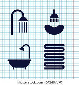 Set of 4 shower filled icons such as shower