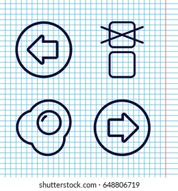 Set of 4 side outline icons such as arrow left, arrow right, cargo only in box allowed