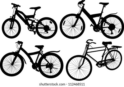 Set of 4 silhouettes of a bicycle
