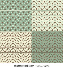 Set of 4 simple backgrounds with colored triangles. Vector Illustration. 