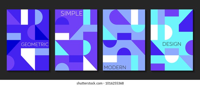 Set of 4 simple geometric modern template designs. Vector illustration.
