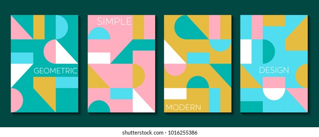Set of 4 simple geometric modern template designs. Vector illustration.