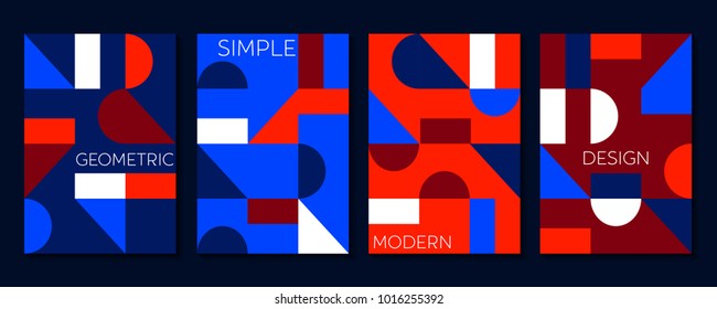Set of 4 simple geometric modern template designs. Vector illustration.
