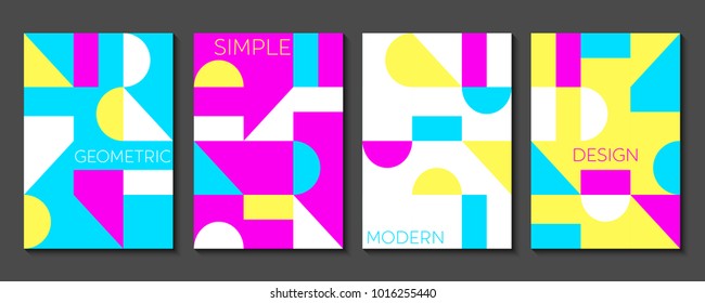 Set of 4 simple geometric modern template designs. Vector illustration.