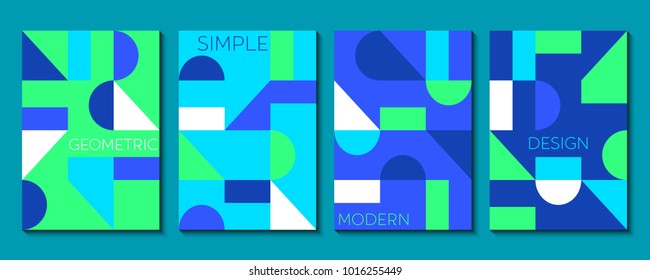 Conjunto de 4 diseños de plantilla geométricos modernos. Ilustración vectorial.