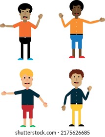 a set of 4 simple graphics depicting different male figures, fully editable and adjustable