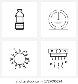 Satz von 4 Einfache Line-Icons für Web und Print, z. B. medizinisch; Wetter; Flasche; herunterladen; Hot Vector Illustration