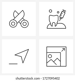 Set of 4 Simple Line Icons for Web and Print such as knit; click; sewing; dentistry; mouse Vector Illustration