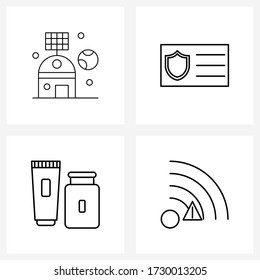 Conjunto de 4 iconos de línea simples para Web e Imprimir, como drone; maquillaje; naves espaciales; id; error de esposa Ilustración vectorial