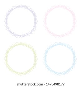 Set of 4 simple linear pastel frames. Usable for covers, books, posters, banners, social media etc. Vector illustration 