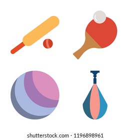 Set of 4 simple vector icons such as Cricket, Ping pong, Yoga ball, Punch, editable pack for web and mobile