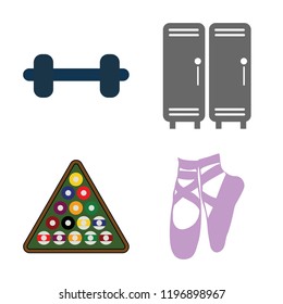 Set of 4 simple vector icons such as Weight, Locker, Pool, Ballet, editable pack for web and mobile