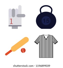 Set of 4 simple vector icons such as Glove, Dumbbell, Cricket, Referee, editable pack for web and mobile