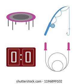 Set of 4 simple vector icons such as Trampo, Fishing, Scoreboard, Jumping rope, editable pack for web and mobile
