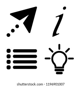 Set of 4 simple vector icons such as Cursor, Info, List, Idea, editable pack for web and mobile