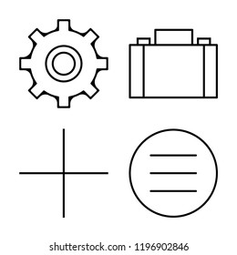 Set of 4 simple vector icons such as Settings, Briefcase, Add, Menu, editable pack for web and mobile