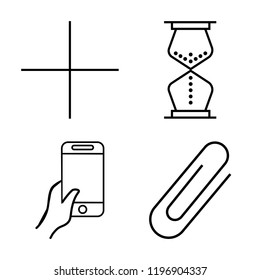 Set of 4 simple vector icons such as Add, Hourglass, Smartphone, Attachment, editable pack for web and mobile