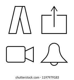 Set of 4 simple vector icons such as Adwords, Upload, Video Player, Notification, editable pack for web and mobile