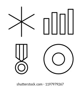 Set of 4 simple vector icons such as Miscellaneus, Bar Chart, Medal, Record Circular Button, editable pack for web and mobile