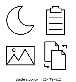 Set of 4 simple vector icons such as Sleep Mode, Schedule, Image, Transfer Files, editable pack for web and mobile