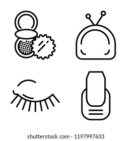 Set of 4 simple vector icons such as Powder, Makeup, Mascara, Manicure, editable pack for web and mobile