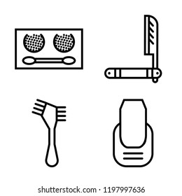 Set of 4 simple vector icons such as Makeup, Razor, Hair brush, Manicure, editable pack for web and mobile