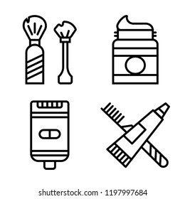 Set of 4 simple vector icons such as Shaving, Lotion, Shaver, Toothpaste, editable pack for web and mobile