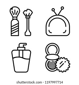 Set of 4 simple vector icons such as Shaving, Makeup, Soap, Powder, editable pack for web and mobile